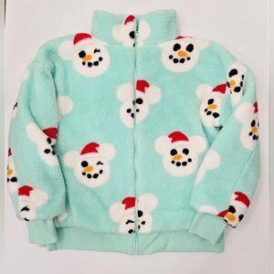 DisneyParks 2024 Christmas Mickey Mouse Snowman Fleece Sherpa Jacket Medium
